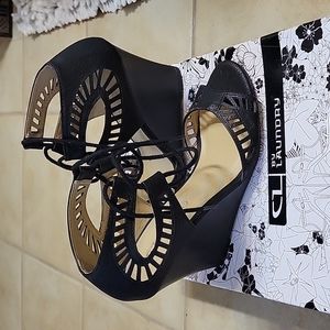 Black Wedge Lace Sandals